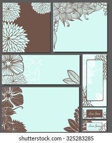 Corporate Identity vector templates set with floral elements