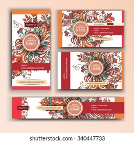 Corporate Identity vector templates set with colorful doodles. Hand Drawn Design. Eps 10