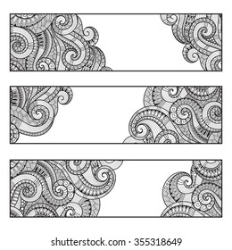 Corporate Identity vector templates set with doodles sketchy henna paisley mehndi theme.