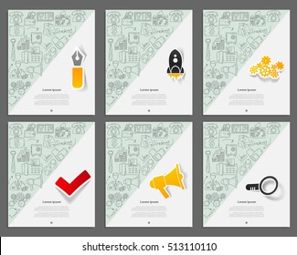 Corporate identity vector templates set with doodles business theme. 