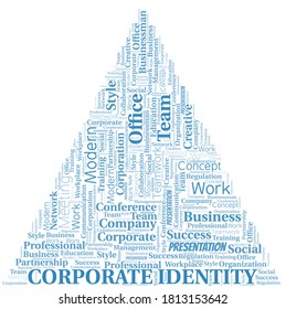Cloud de palabras vectorial de identidad corporativa, hecho sólo con texto.