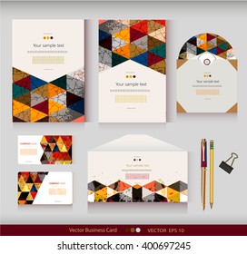 Corporate Identity.Vector templates.Geometric pattern.Envelope,cards,business cards,tags,disc with packaging,pencils,clamp.Branding design.Business stationery.With place for your text