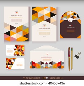 Corporate Identity.Vector templates.Geometric pattern.Envelope,cards,business cards,tags,disc with packaging,pencils,clamp.Branding design.Business stationery.With place for your text