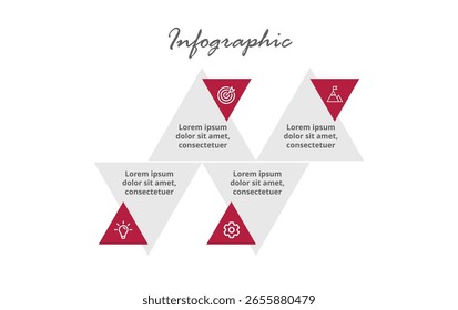 Design de infográfico corporativo com 4 etapas para planejamento de negócios, estratégia, cronograma, processo de marketing e gráficos de apresentação eficazes.