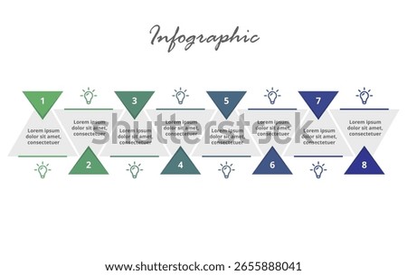 Corporate Infographic Design with 8 Options for Business Process, Timeline, Strategy Development, and Marketing Presentation.