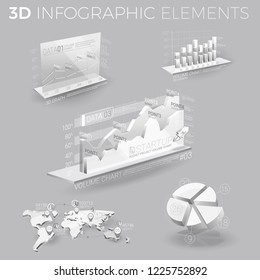 Corporate Infographic Elements In Gray And White