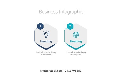 Corporate Infographic Excellence: 2-Step Chart, Hexagonal Options, and Descriptive Labels