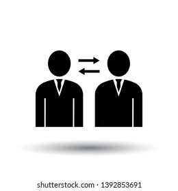 Icono de interacción corporativa. Negro sobre fondo blanco con sombra. Ilustración vectorial.