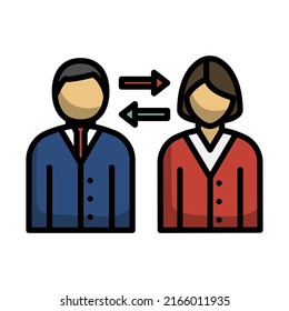 Icono de interacción corporativa. Contorno de negrita editable con diseño de relleno de color. Ilustración vectorial.