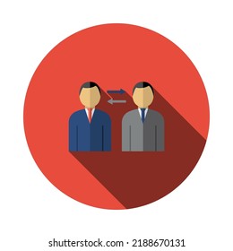 Corporate Interaction Icon. Flat Circle Stencil Design With Long Shadow. Vector Illustration.