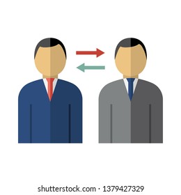 Corporate Interaction Icon. Flat Color Design. Vector Illustration.