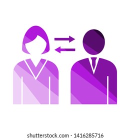 Corporate Interaction Icon. Flat Color Ladder Design. Vector Illustration.