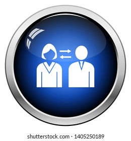 Corporate Interaction Icon. Glossy Button Design. Vector Illustration.