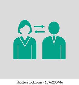 Corporate Interaction Icon. Green on Gray Background. Vector Illustration.