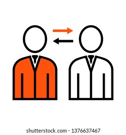 Corporate Interaction Icon. Thin Line With Orange Fill Design. Vector Illustration.
