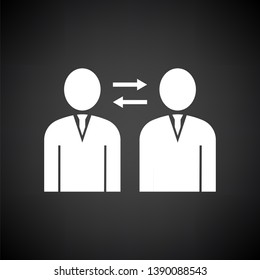 Corporate Interaction Icon. White on Black Background. Vector Illustration.