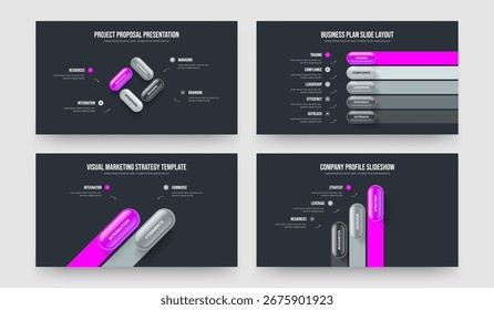 Introducción Corporativa 4 5 2 3 Paquete de Plantilla del marco del diagrama de la opción. Conjunto de Ilustración vectorial de diseño de presentación de diapositivas de infografía de cuatro y dos pasos.