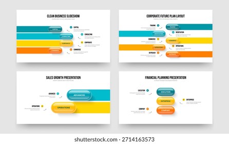 Introducción Corporativa 4 5 2 3 Opción Conjunto de diseño de marco infográfico. Profesional Rendimiento Cuatro Cinco Dos Tres Paso Diagrama Presentación de diapositivas Diseño Ilustración vectorial Colección.