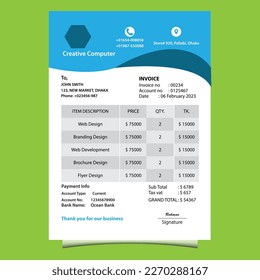 Corporate invoice design in illustration