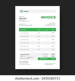 Corporate invoice design stationery template vector