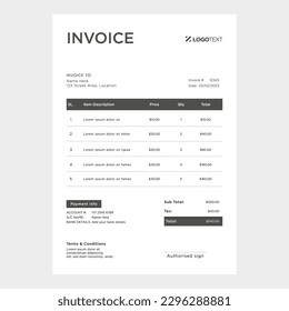 Vorlage für Corporate Invoice-Designs in Form von Geschäftszahlungsdetails