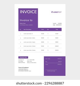 Vorlage für Corporate Invoice-Designs in Form von Geschäftszahlungsdetails