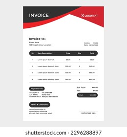 Corporate Invoice Design Template Bill form Business Payments Details