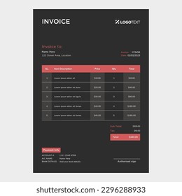 Corporate Invoice Design Template Bill form Business Payments Details