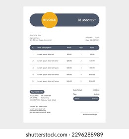 Corporate Invoice Design Template Bill form Business Payments Details