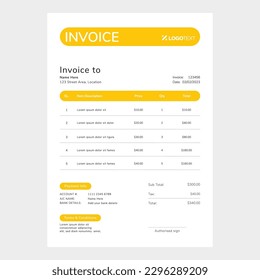 Corporate Invoice Design Template Bill form Business Payments Details