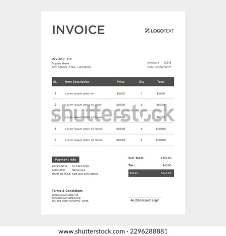 Corporate Invoice Design Template Bill form Business Payments Details