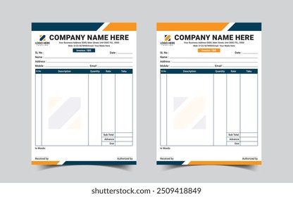 Corporate invoice receipt book design template	