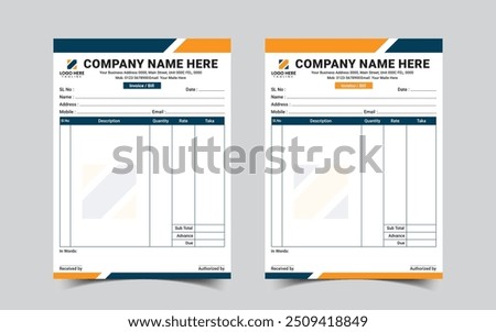 Corporate invoice receipt book design template	