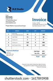 Corporate Invoice Template design eps