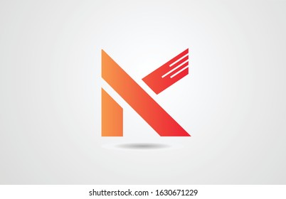 corporate K orange alphabet letter logo icon design template for business. Suitable for a media or technology company
