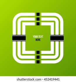 Corporate label/logo in flat style on green background. Useful for presentations or web design. Vector template.