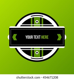 Corporate label/logo in flat style on green background. Useful for presentations or web design. Vector template.