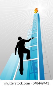 Corporate Ladder of Success-Abstract concept vector illustration, traced from my hand drawn sketch