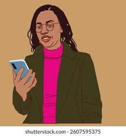 corporate lady checking her phone emails