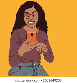 corporate lady going through her cell phone