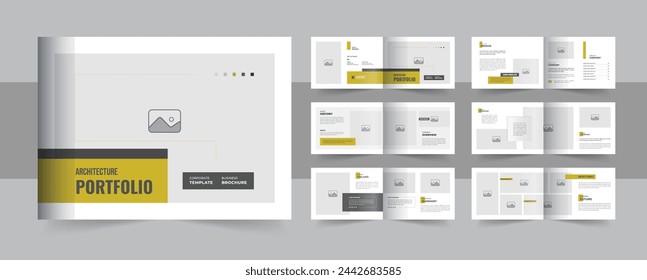 Corporate landscape architecture portfolio, interior catalog portfolio or architecture portfolio brochure design. Landscape portfolio layout vector eps