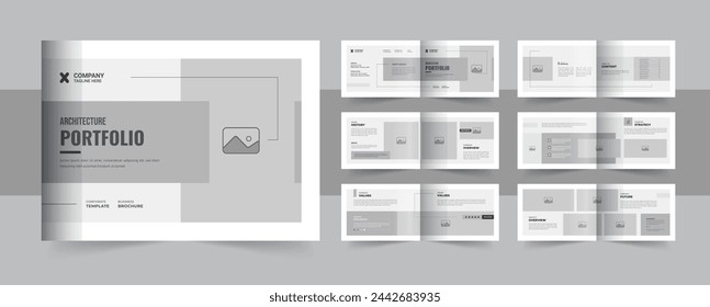 Corporate landscape architecture portfolio, interior catalog portfolio or architecture portfolio brochure design. Landscape architecture portfolio layout template vector eps