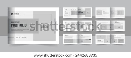 Corporate landscape architecture portfolio, interior catalog portfolio or architecture portfolio brochure design. Landscape architecture portfolio layout template vector eps