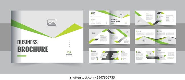 corporate landscape business brochure design template or Company Profile Landscape Layout, Annual Report, 12 Pages, Business Brochure Design