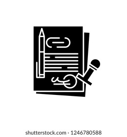 Corporate law black icon, vector sign on isolated background. Corporate law concept symbol, illustration 
