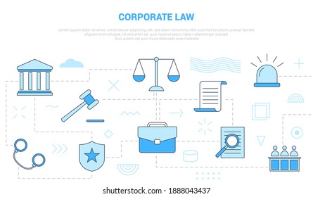 corporate law concept with icon set template banner with modern blue color style