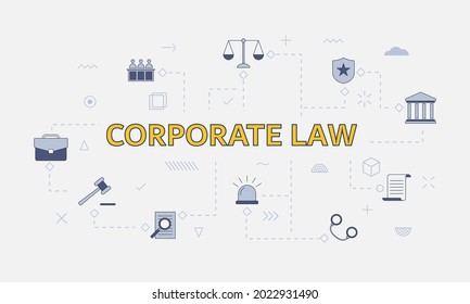 corporate law concept with icon set with big word or text on center