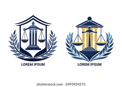 Corporate Law Icon: Strong, professional logo with sword and scale. Perfect for law firms.