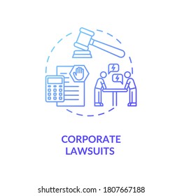 Corporate Lawsuit Concept Icon. Business And Legal Consulting Service. Proceeding In Court Of Law Idea Thin Line Illustration. Vector Isolated Outline RGB Color Drawing