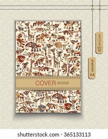 Corporate Leaflet Template A4 with creative animals of Africa. Catalogue Cover, Business Style Flyer and Brochure Design. 